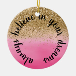 Girly Rosa Guld Glitter inspirationsoffert Julgransprydnad Keramik