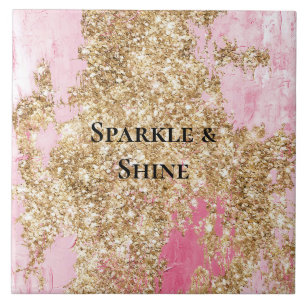 Girly Rosa Guld Glitter Kakelplatta