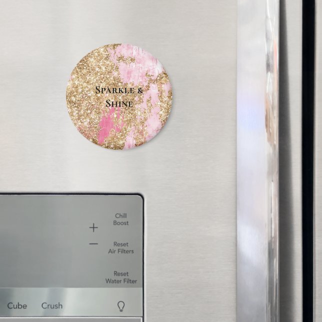Girly Rosa Guld Glitter Magnet (In Situ (Fridge))