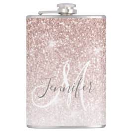 Girly Rosa Guld Glitter Monogram Mogetjej Fickplunta