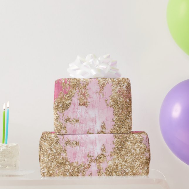 Girly Rosa Guld Glitter Presentpapper (Festgåvor)