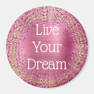 Girly Rosa Guld Glitzy Gnistra Glitter Magnet