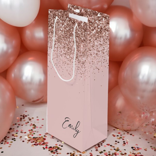Girly Rosa Guld Rosa Glitter Monogram (Skapare uppladdad)
