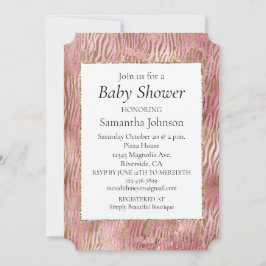 Girly Rosa Guld Zebra tryck Inbjudningar