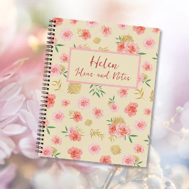 Girly Rosa, Gult och Guld Blommigt Oriental