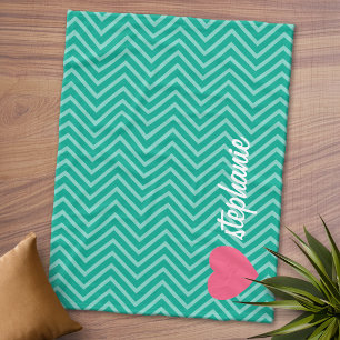Girly Rosa Heart och Trendig Chevrons skript Namn Fleecefilt