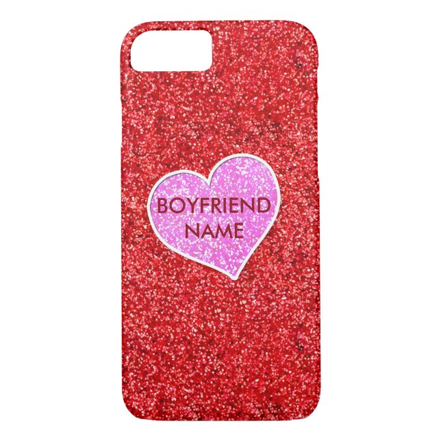 GIRLY ROSA HEART RED GLITTER Case-Mate iPhone SKAL (Baksida)