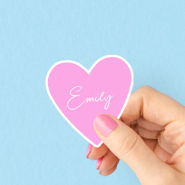 Girly Rosa Heart Sticker med Namn Klistermärken