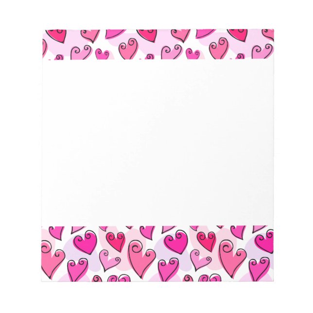 Girly Rosa Hearts Cute Romantic Valentines day Anteckningsblock (Framsida)