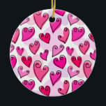 Girly Rosa Hearts Cute Romantic Valentines day Julgransprydnad Keramik<br><div class="desc">Ljug med den här fina presenten med en roligt och ett pulserande rosa hjärta mönster! De handdragna hjärtan, som skisserats med lekande snurrar, skapar en glad och romantisk design som är perfekten för Alla hjärtans dag. Den här designen är både snyggt och varmkörning mot mjuk rosa. Perfekt som Valentingåva till...</div>
