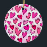 Girly Rosa Hearts Cute Romantic Valentines day Julgransprydnad Keramik<br><div class="desc">Ljug med den här fina presenten med en roligt och ett pulserande rosa hjärta mönster! De handdragna hjärtan, som skisserats med lekande snurrar, skapar en glad och romantisk design som är perfekten för Alla hjärtans dag. Den här designen är både snyggt och varmkörning mot mjuk rosa. Perfekt som Valentingåva till...</div>