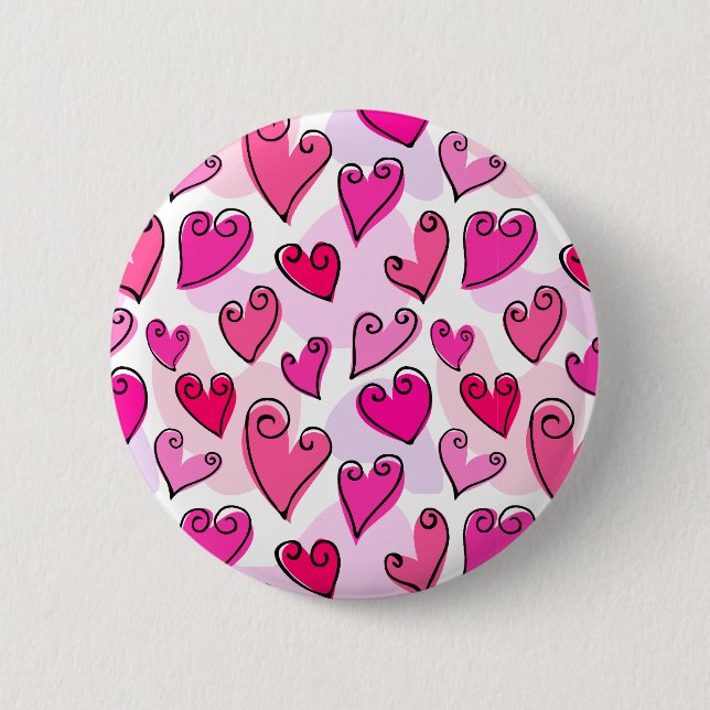 Girly Rosa Hearts Cute Romantic Valentines day Knapp (Framsida)