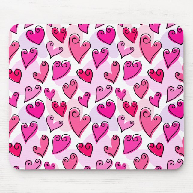 Girly Rosa Hearts Cute Romantic Valentines day Musmatta (Framsidan)