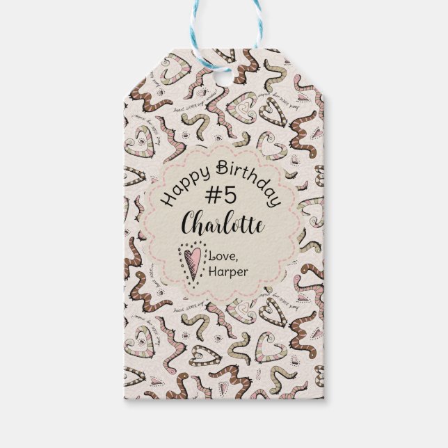 Girly Rosa Insekter Heart Mask Önskemål födelsedag Presentetikett (Framsidan)