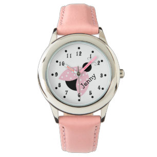 Girly Rosa Ladybug Girl's Anpassningsbar Watch Armbandsur