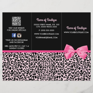 Girly Rosa Leopard Print Bow Boutique Brochure