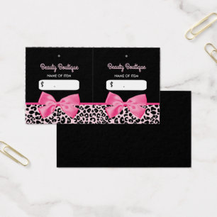 Girly Rosa Leopard Skriv ut Bow Boutique-Märkre Visitkort