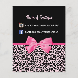 Girly Rosa Leopard Skriv ut Cute Bow Beauty Boutiq Flygblad