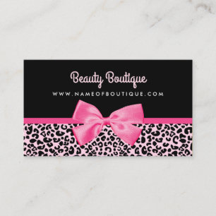 Girly Rosa Leopard Skriv ut Cute Bow Beauty Boutiq Visitkort