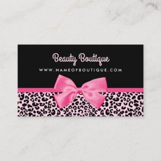 Girly Rosa Leopard Skriv ut Cute Bow Beauty Boutiq Visitkort