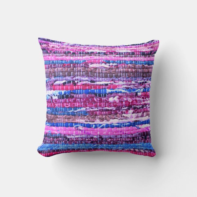 Girly Rosa Lila Boho Yarn Foto Kudde (Framsida)