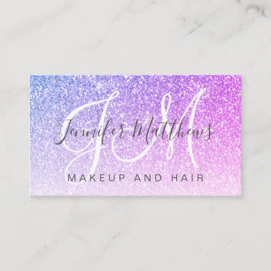 Girly Rosa Lila Glitter Makeup Artist Hair Salon Visitkort
