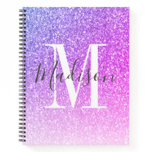 Girly Rosa Lila Glitter Monogram Namn