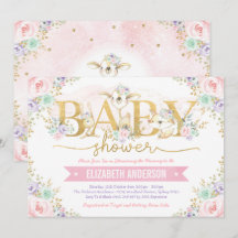 Girly Rosa Lila Mint Woodland Forest Baby Shower