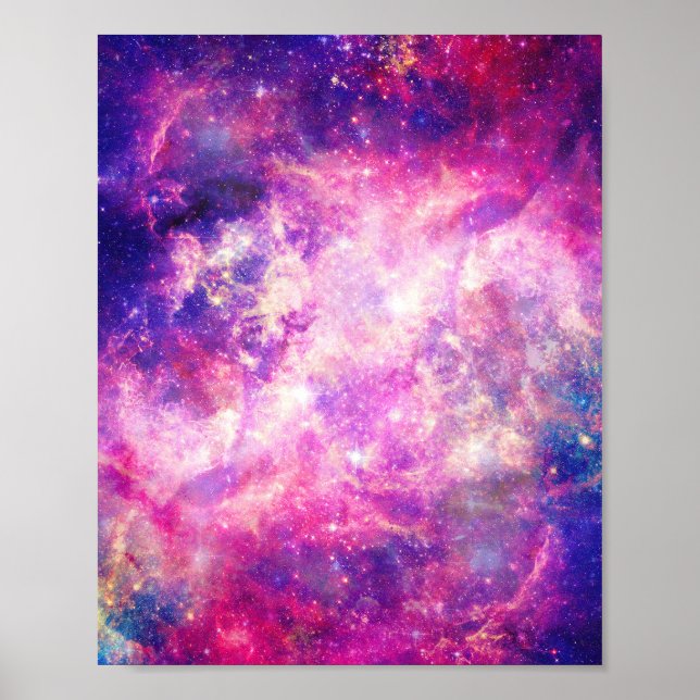 Girly Rosa Lila Space Nebula Galaxy Poster (Framsidan)