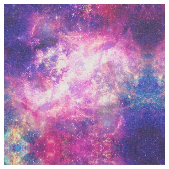 Girly Rosa Lila Space Nebula Galaxy Tyg (Närbild)