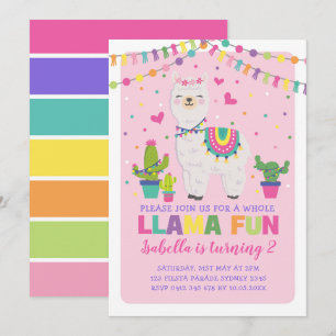 Girly Rosa Llama Födelsedagsfest Hela Llama Roligt Inbjudningar