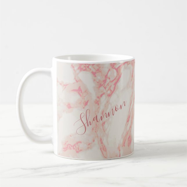 Girly Rosa MarLED Vacker, eget namn Kaffemugg (Vänster)