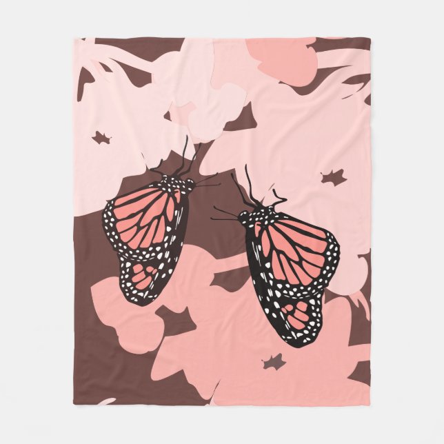 Girly Rosa Matar monarch Butterfly Pair Fleecefilt (Framsidan)