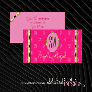 Girly Rosa med Monogram Pattern Brev Modern Visitkort