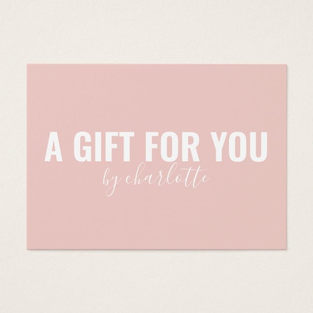 Girly  Rosa Minimalist Gift Sertificate Visitkort (Framsidan)