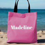 Girly Rosa Minimalist Personlig Tote Tygkasse<br><div class="desc">Roligt,  flirtig rosa med enkelt lodrät blockering för att anpassa för varje gäst på bachelorette-partiet. Söt vill gärna ha någon som helst bifallsbachelorette,  flickor helg,  familjeåterförening,  bassäng party med mera! Säg mig om du vill att något annat än det du ser här-lycklig ska skapa anpassningsbar åt dig.</div>