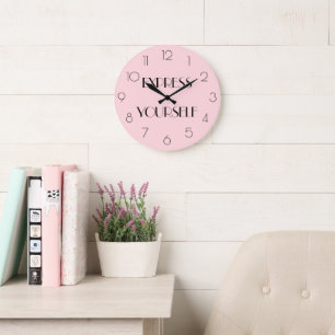 Girly Rosa Modern Citote EXPRESS YOURSELF Stor Klocka