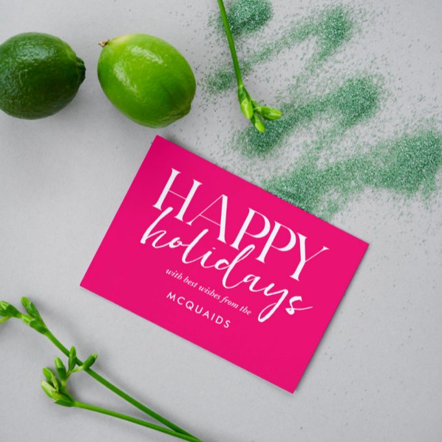 Girly Rosa Modern Geometric jul Julkort (Skapare uppladdad)