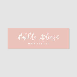 Girly rosa modern minimal elegant-skript namnbricka