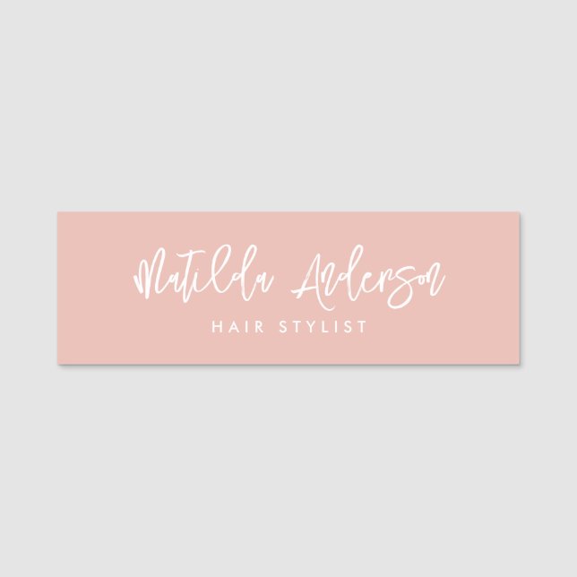 Girly rosa modern minimal elegant-skript namnbricka (Framsida)