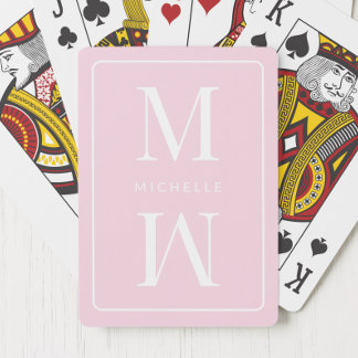 Girly Rosa Monogram - minimalistiskt initialt Mode Casinokort