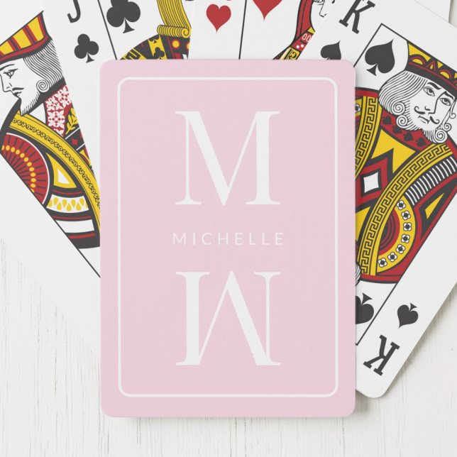 Girly Rosa Monogram - minimalistiskt initialt Mode Casinokort (Girly Pink Monogram Minimalist Initial Modern Name Poker Cards)