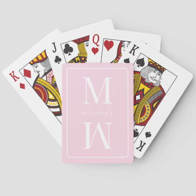 Girly Rosa Monogram - minimalistiskt initialt Mode Casinokort (Baksidan)