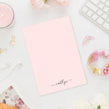 Girly Rosa Monogram Modern Script Personlig