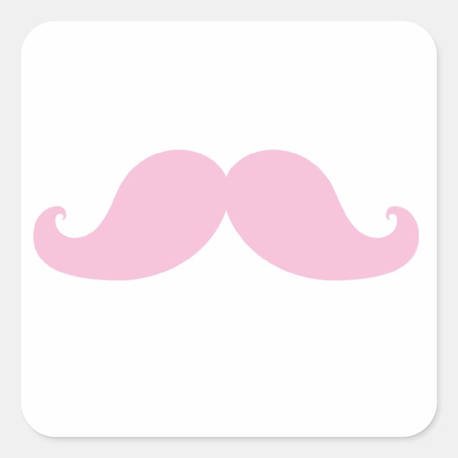 Girly Rosa Mustache Fyrkantigt Klistermärke (Framsida)