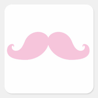 Girly Rosa Mustache Fyrkantigt Klistermärke