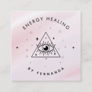 Girly Rosa Mystic Magic Öga Energy Healing Sparkly Fyrkantigt Visitkort