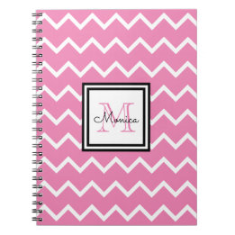 Girly Rosa Namn Monogram Chevron Anteckningsbok