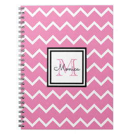 Girly Rosa Namn Monogram Chevron Anteckningsbok