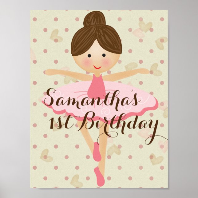 Girly Rosa och Dreamy Ballerina Poster (Framsidan)